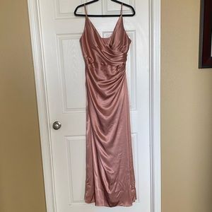 Gallina Signature Charmeuse Draped Strappy Bridesmaid Dress - Desert Coral